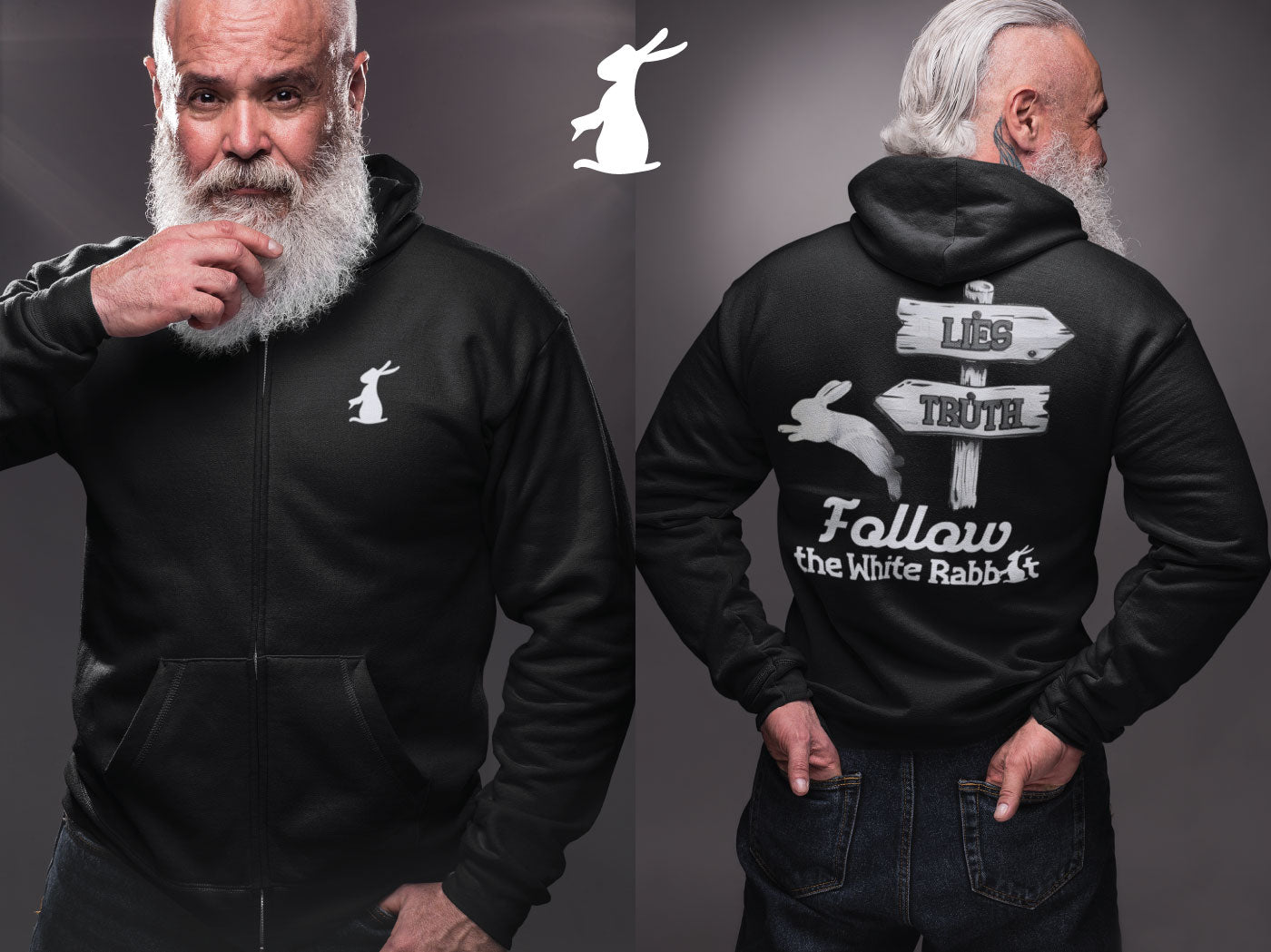 Follow the White Rabbit Zip-up Hoodie