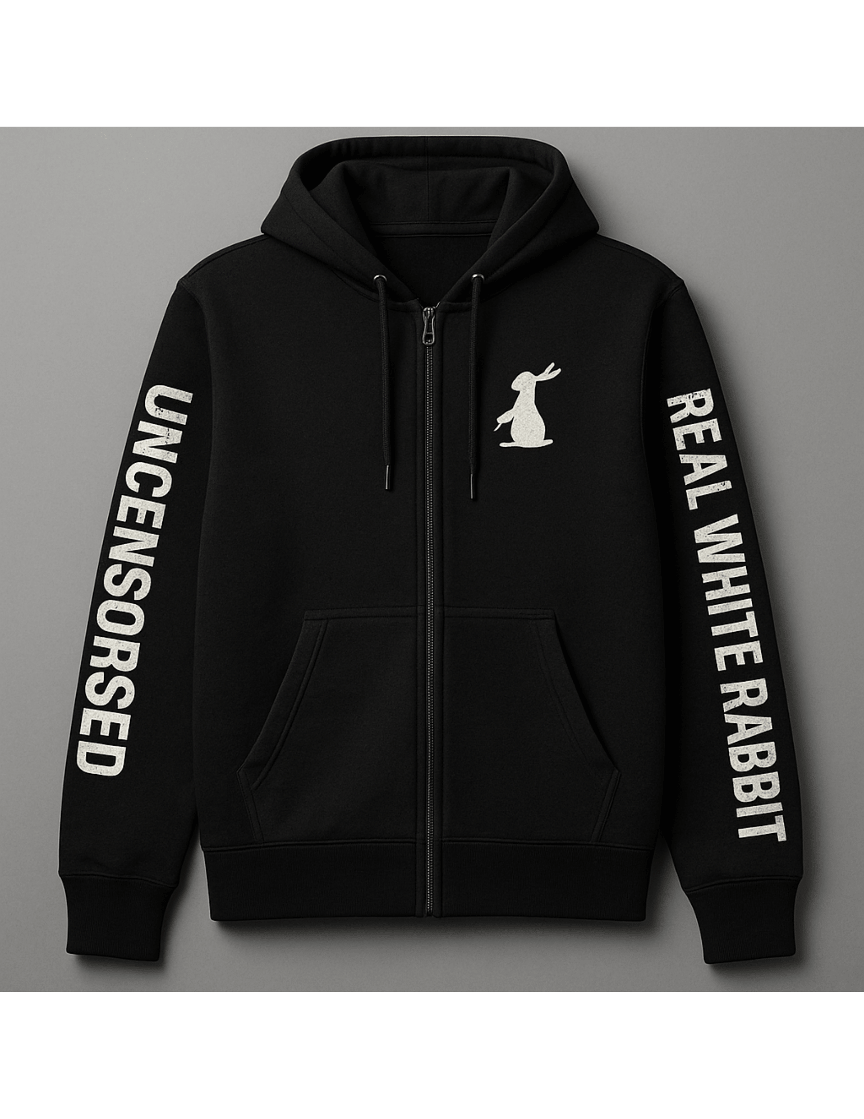 Real White Rabbit Zip-Up Hoodie (Uncensored)
