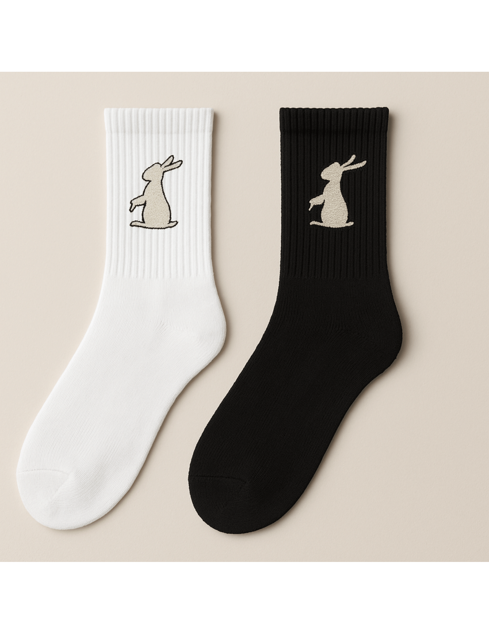 Real White Rabbit Socks (Hand Embroidered)
